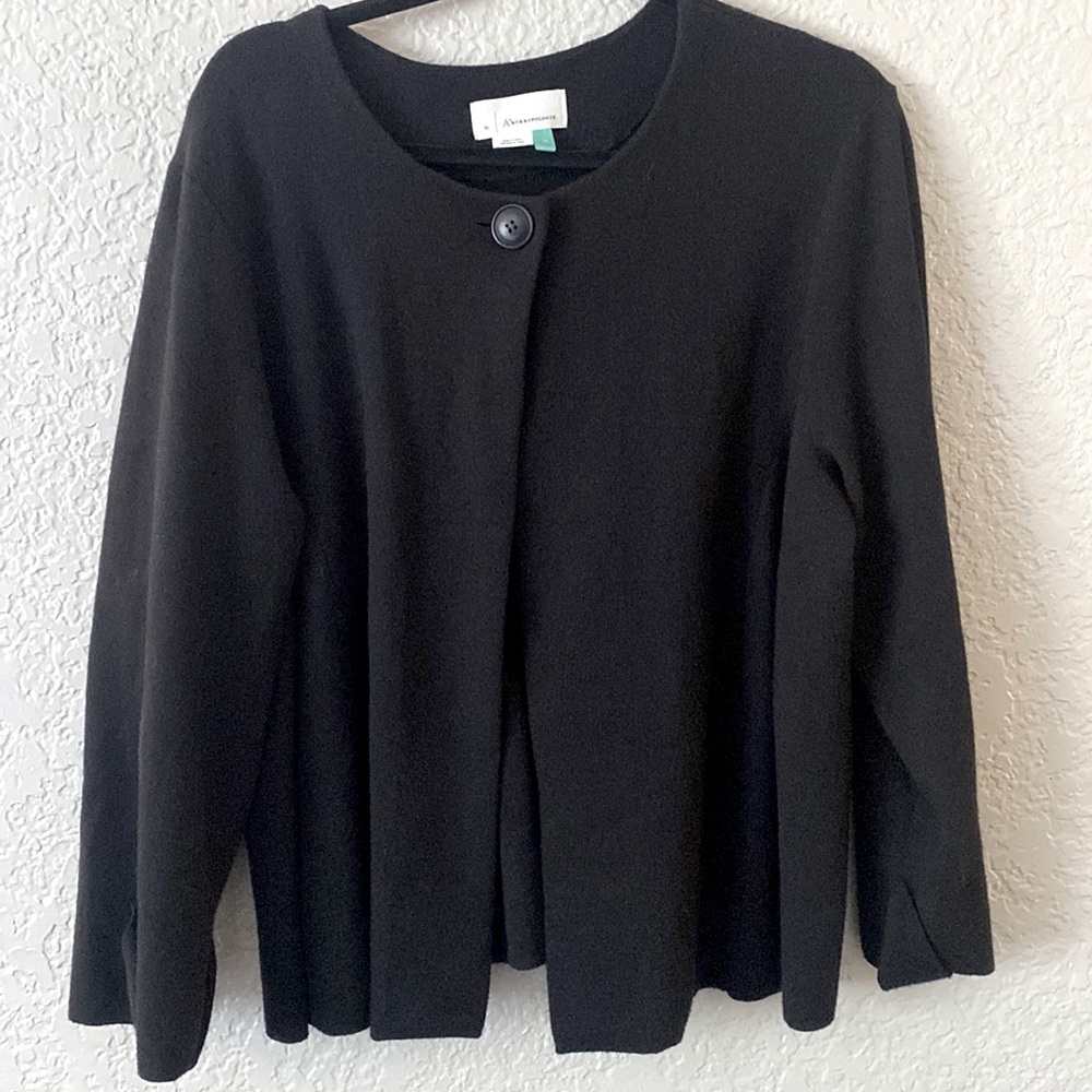 Anthropologie Black Knit Button-Front Sweater